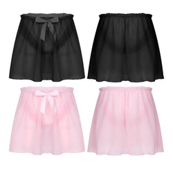 Sexy Half Perspective Chiffon Skirt