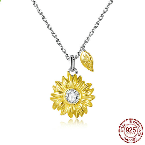 S925 Silver New Sunflower Collarbone Chain