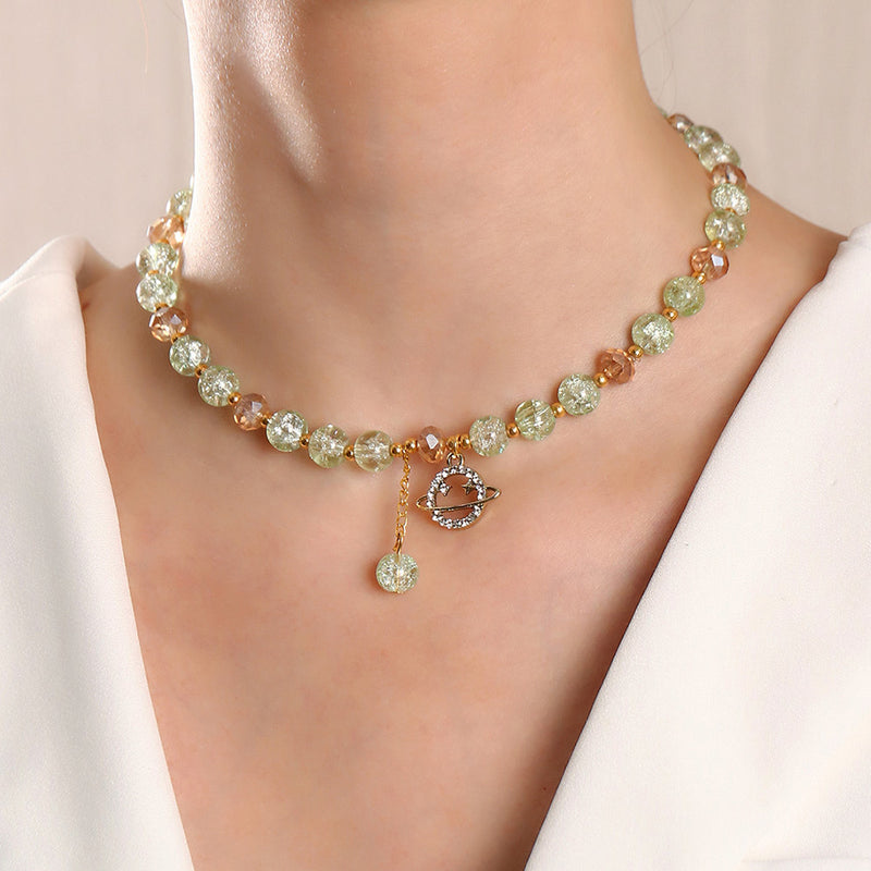 Temperament Transparent Beaded Necklace Clavicle Chain