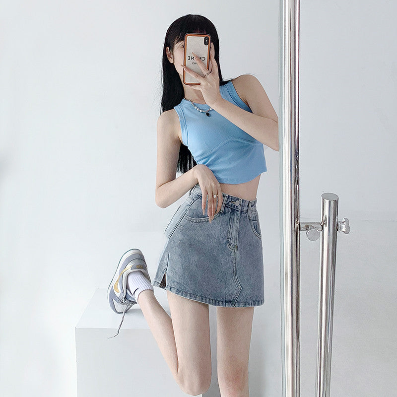 Retro Half Skirt Female Waist Thin