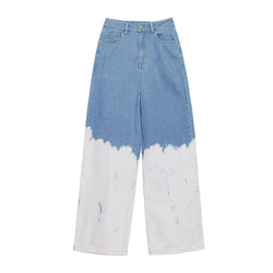 Gradient Tie Dyed Wash High Waist Straight Jeans