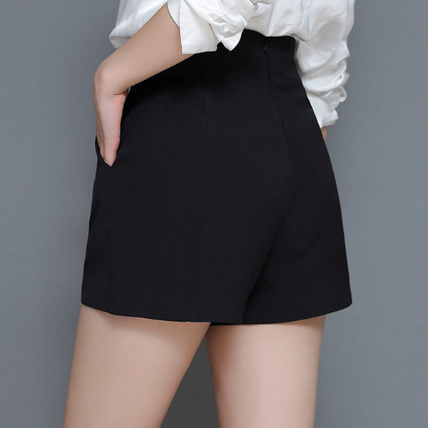 High Waist Suit Shorts Ladies Slim White