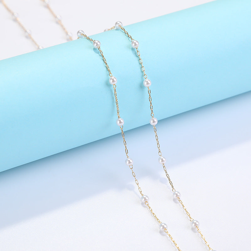 Transparent Beaded Chain Necklace Drop-proof Glasses Hanging Chain Pearl Necklace