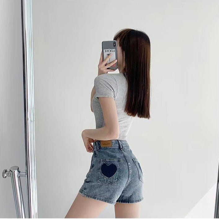 Retro Ins Street Love A-line Denim Shorts