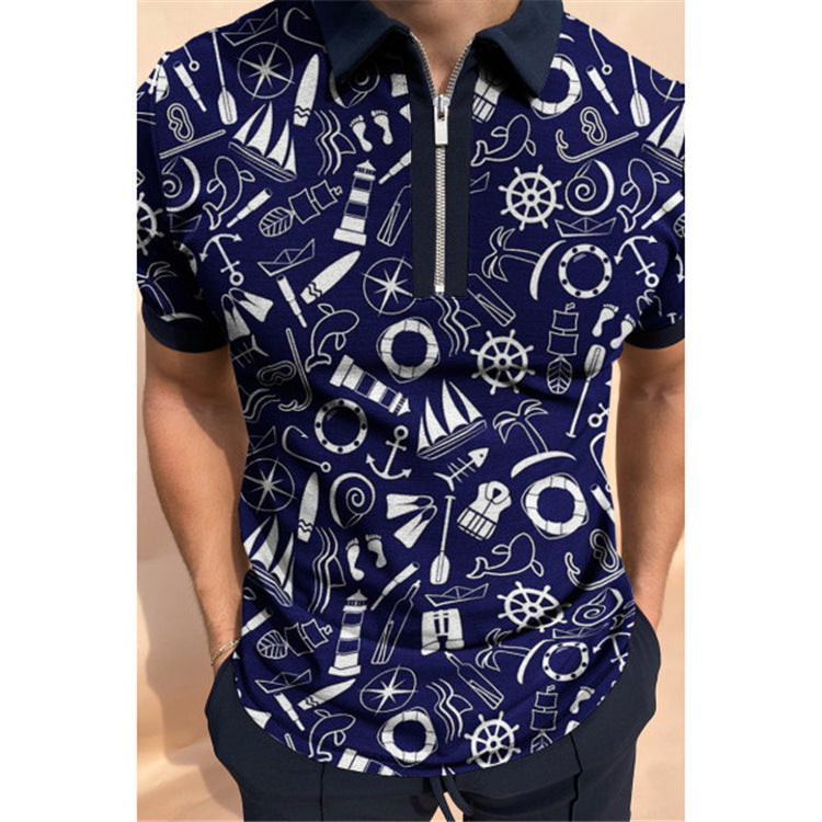 Geometric Printed Summer Men's Short-sleeved T-shirt