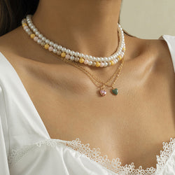 Simple Pearl Alloy Set Necklace