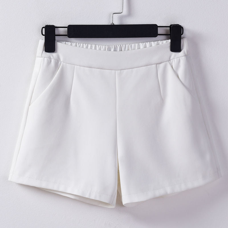 High Waist Suit Shorts Ladies Slim White