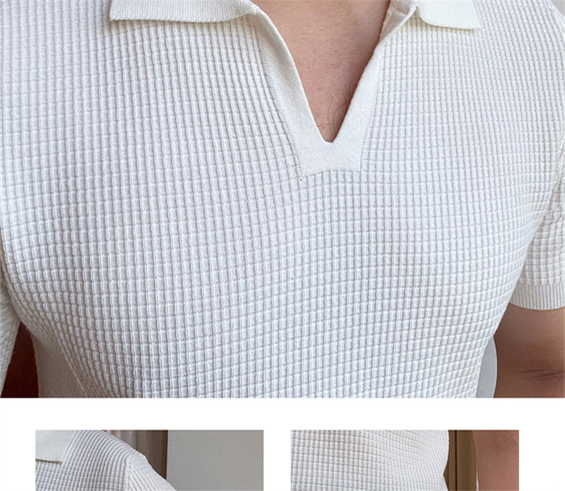 Handsome And Versatile V-neck Lapel Short-sleeved Without Buttons