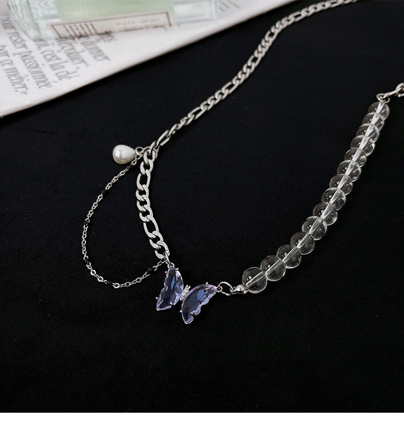 Design Purple Butterfly Necklace Women's Light Luxury High Sense