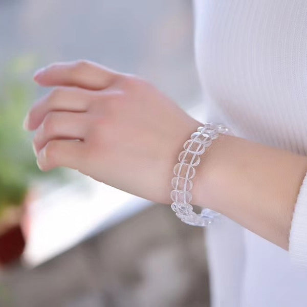 Natural White Crystal Single Loop Bracelet