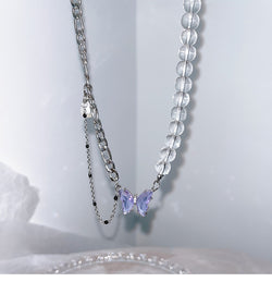 Design Purple Butterfly Necklace Women's Light Luxury High Sense