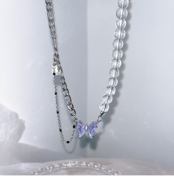 Design Purple Butterfly Necklace Women's Light Luxury High Sense