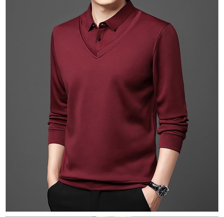 Long - Sleeve False Two Bottom Unlined Upper Garment Thin Turn