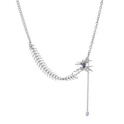 Women's Fashion Fishbone Chain Butterfly Pendant Necklace