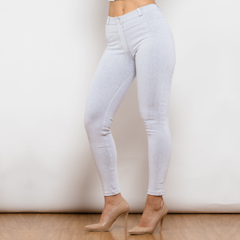 Shascullfites Melody White Jeans Middle Waist Jeggings Streetwear