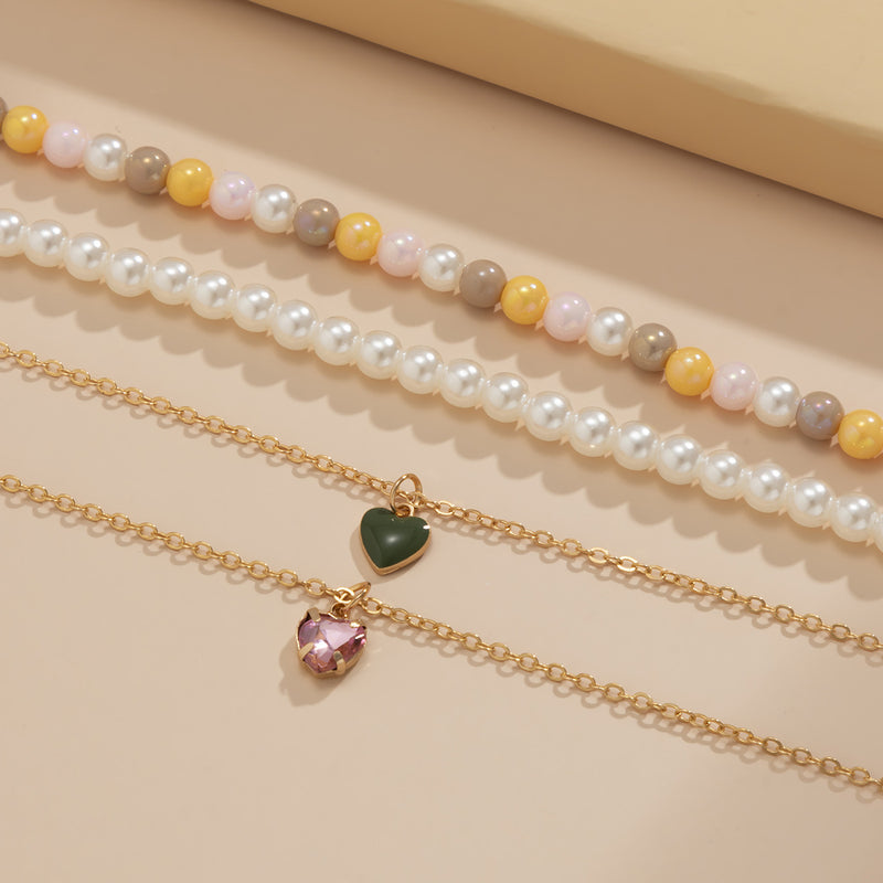 Simple Pearl Alloy Set Necklace