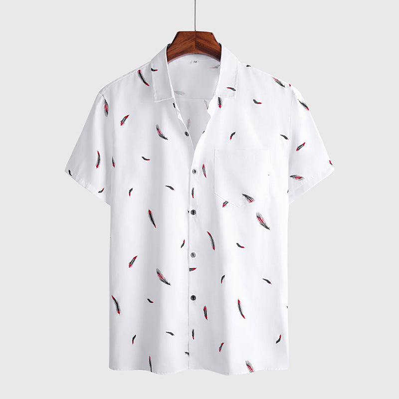 Feather Pocket Short Sleeve Shirt Men