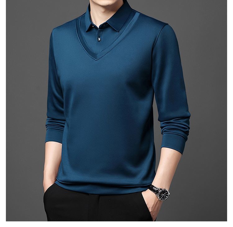 Long - Sleeve False Two Bottom Unlined Upper Garment Thin Turn