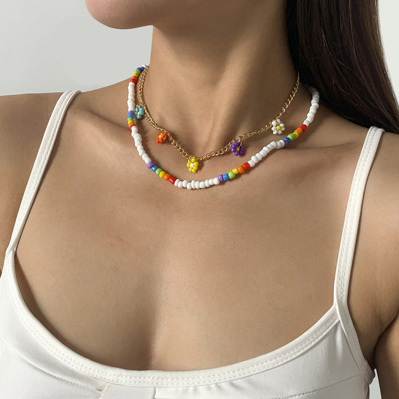 Sweet Cool Ins Woven Beaded Rice Bead Necklace