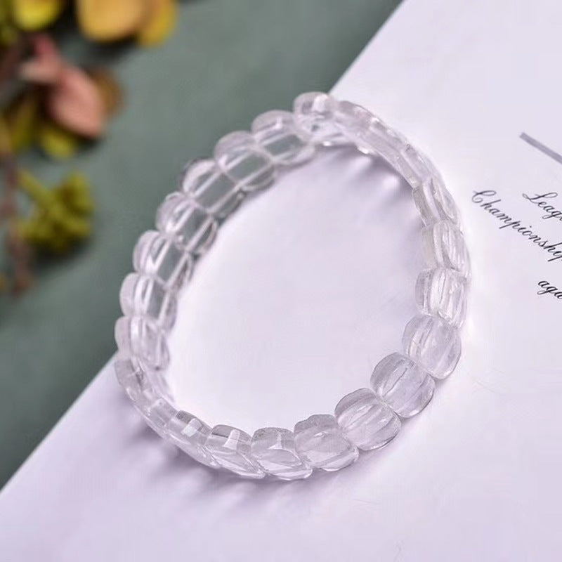 Natural White Crystal Single Loop Bracelet