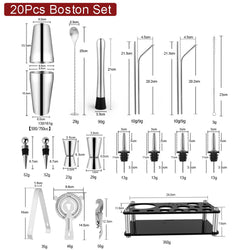 550/750ml Stainless Steel Cocktail Shaker Set Mixer