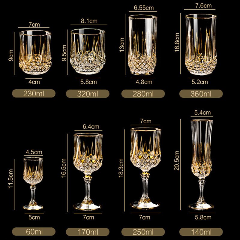 whisky glass gold crystal red wine cup high-end wine cup